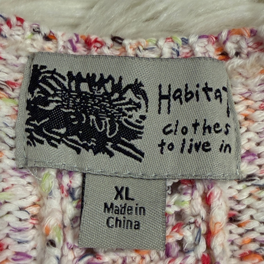 Habitat cotton blend cardigan sweater open front speckled multi color XL - Picture 4 of 7